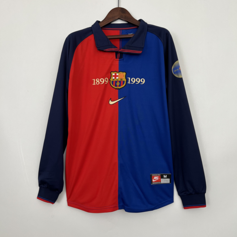 Retro Long Sleeve FC Barcelona 100th Anniversary Home Kit